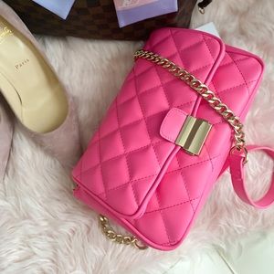 Pink Quilted Flap Bag